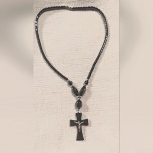 Hematite crucifix necklace